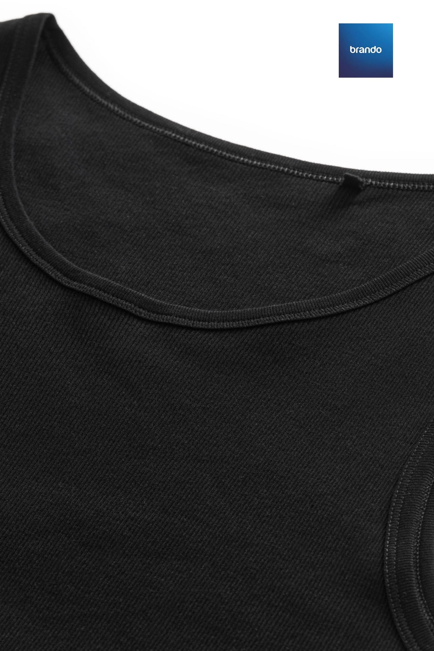 Ribbed 100% Cotton Vests 6 Pack -Black - Brando - Basic Clothing for Men