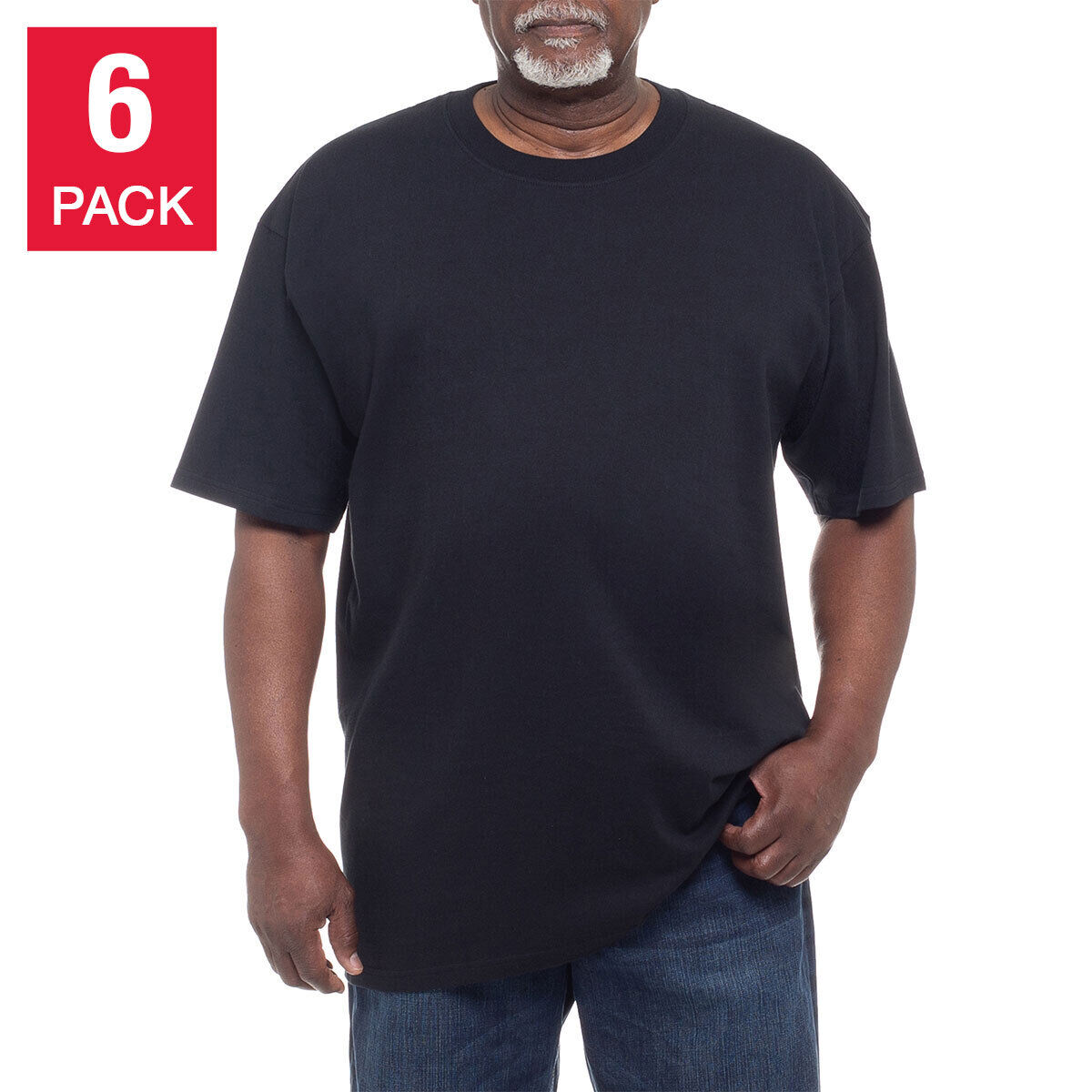 100% Cotton Round Neck T-shirts - 6 Pieces - White