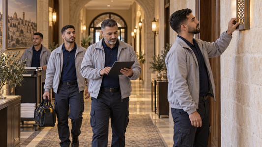 فريق صيانة فندق بملابس مهنية موحدة في القدس | BRANDO Professional