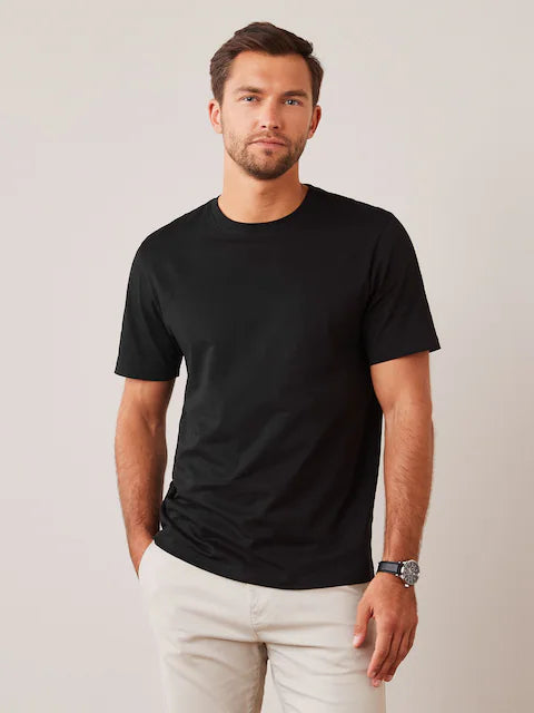 مجموعة عدد 5 - تيشرت قطن 100% عالي الجودة -(باللون الأسود) RB Cotton 100%