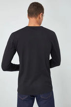 Cotton 100%  Long Sleeve Crew Neck T-Shirt - Black - Brando -  Basic Clothing for Men
