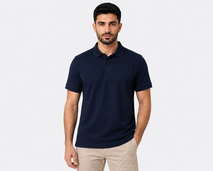 بولو رجالي قطن 100% - كحلي | Premium Polo