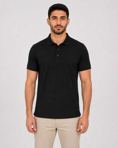 חולצת פולו RUN BE לגברים 100% כותנה – שחור | Premium Polo