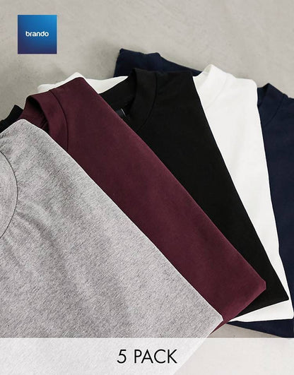 5 Pack - RB 100% Cotton Indian  HIGH QUILITY T-Shirts - Brando -  Basic Clothing for Men