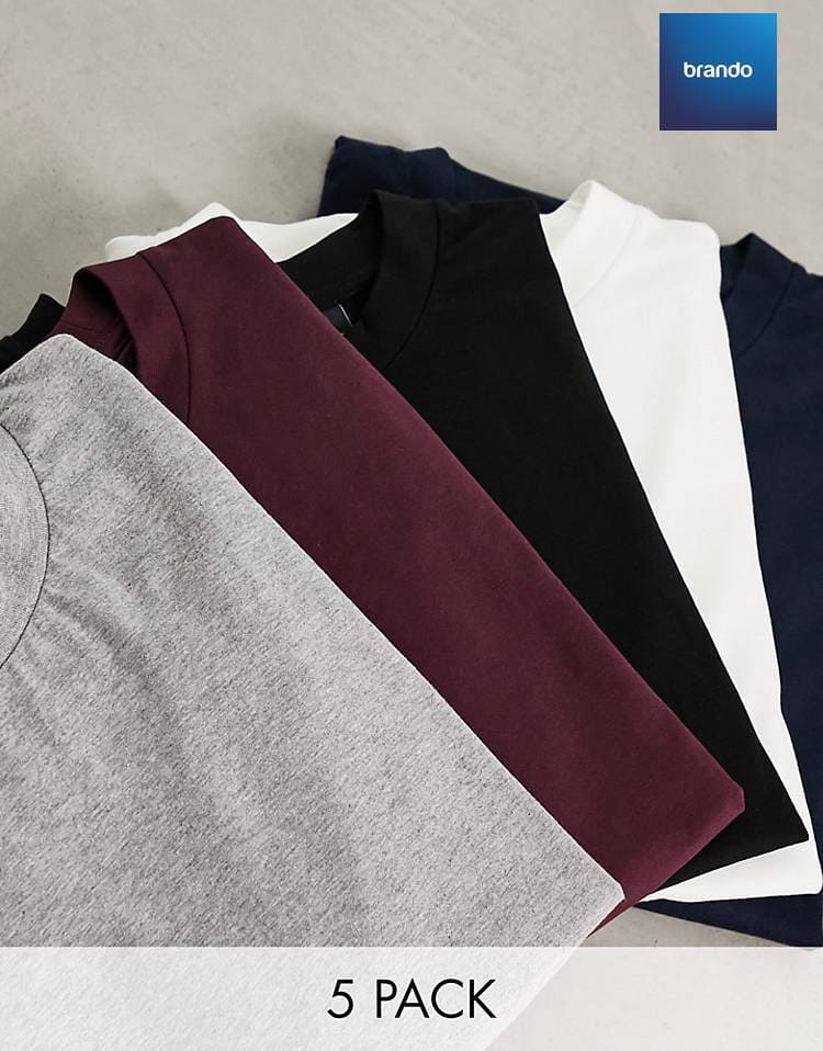 حزمة عدد 5 بلايز نص كم قطن هندي 100% عالي الجودة ماركة Run Be Cotton 100% - 5 PACK - Brando -  Basic Clothing for Men