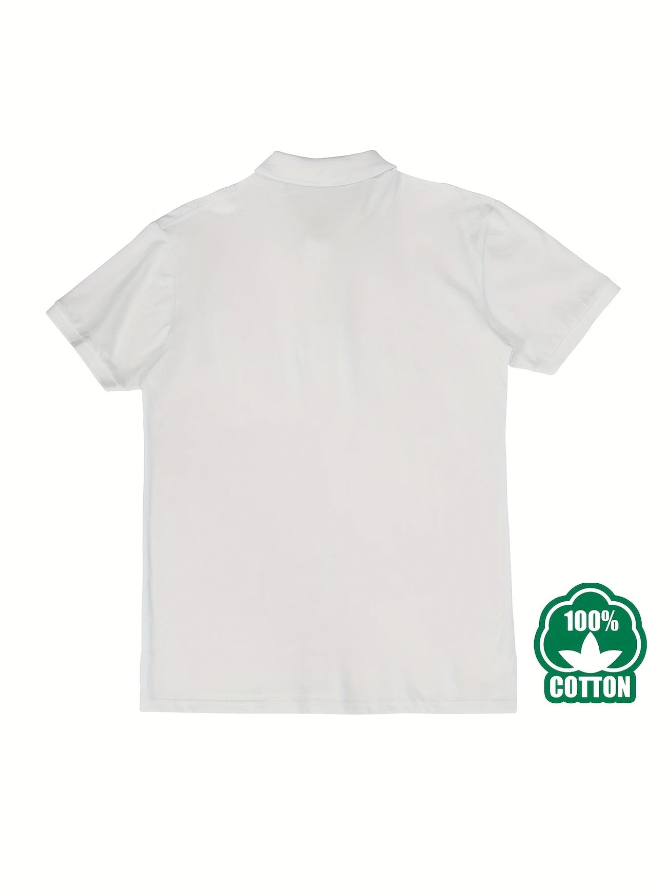 قميص بولو  بقصة عادية وأكمام قصيرة من قماش القطن - لون (أبيض)