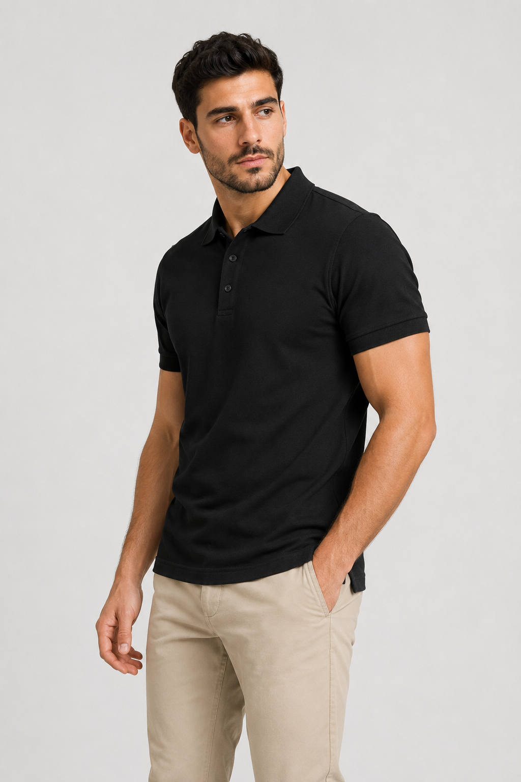 بولو رجالي قطن 100% - أسود | Premium Polo