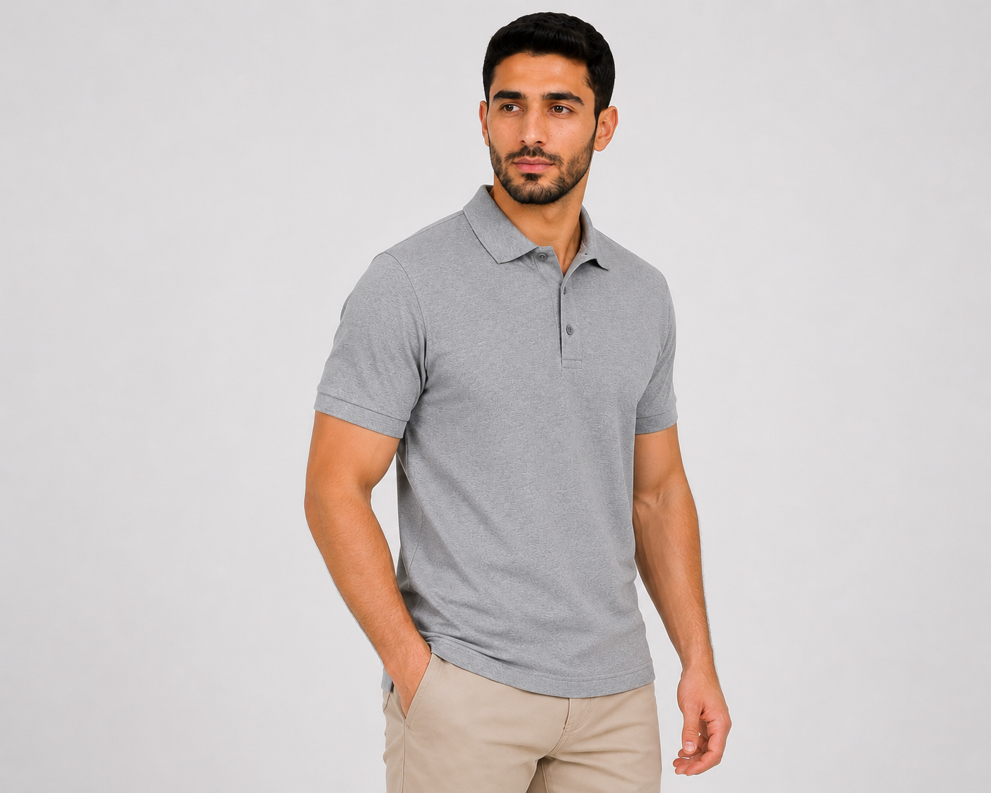 بولو رجالي قطن 100% - سكني | RUN BE   | Premium Polo Gray