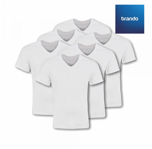 Regular Fit 100% Cotton V-Neck Underwear T-Shirts 6 Pack Black - Brando -  Basic Clothing for Men