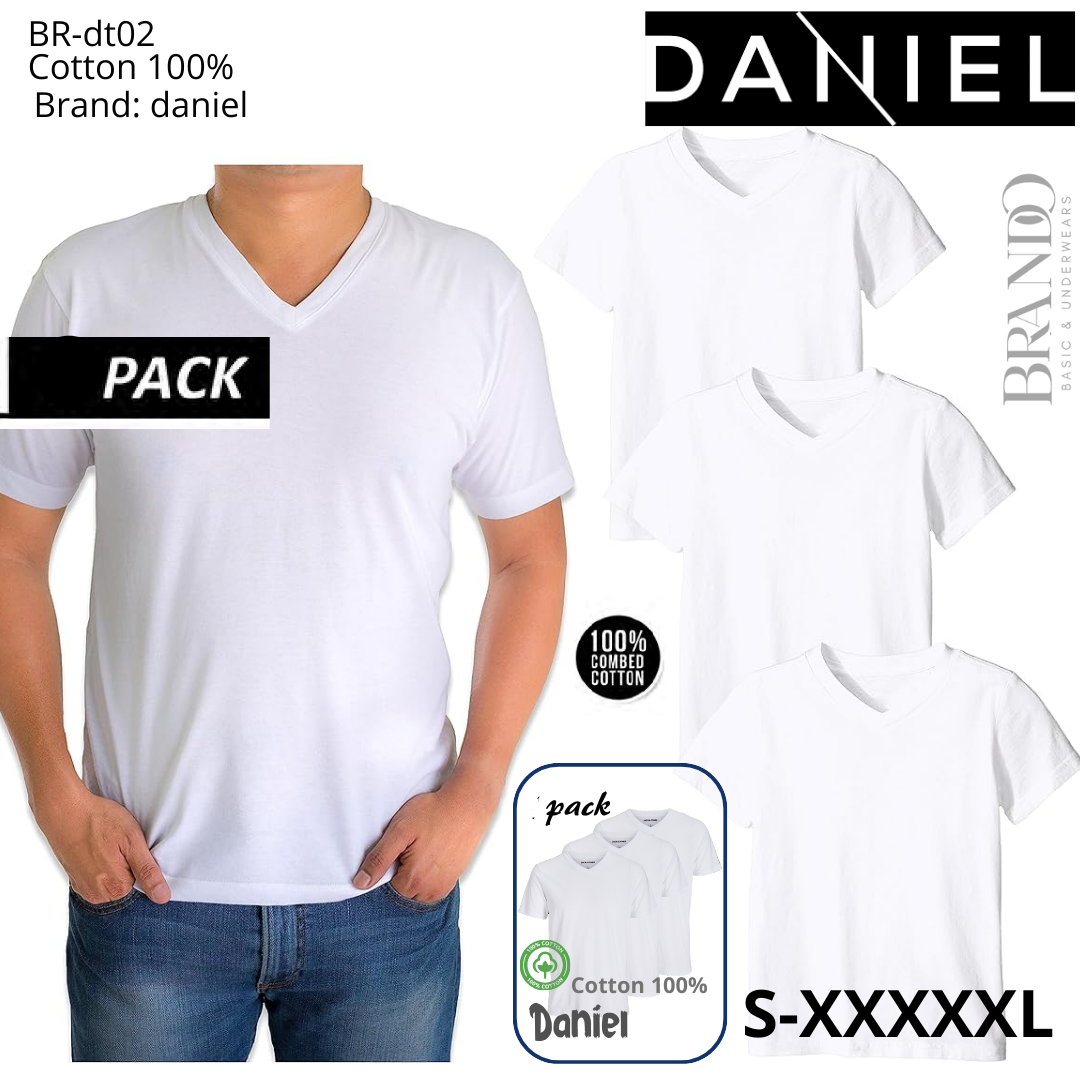 مجموعة 5 قطع من فانيلات القطن 100% قبة سبعةDaniel 5 PACK V NECK - Brando -  Basic Clothing for Men