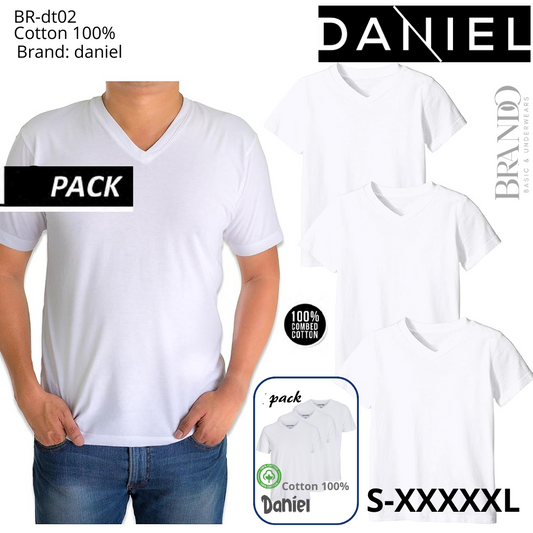 مجموعة 5 قطع من فانيلات القطن 100% قبة سبعةDaniel 5 PACK V NECK - Brando -  Basic Clothing for Men