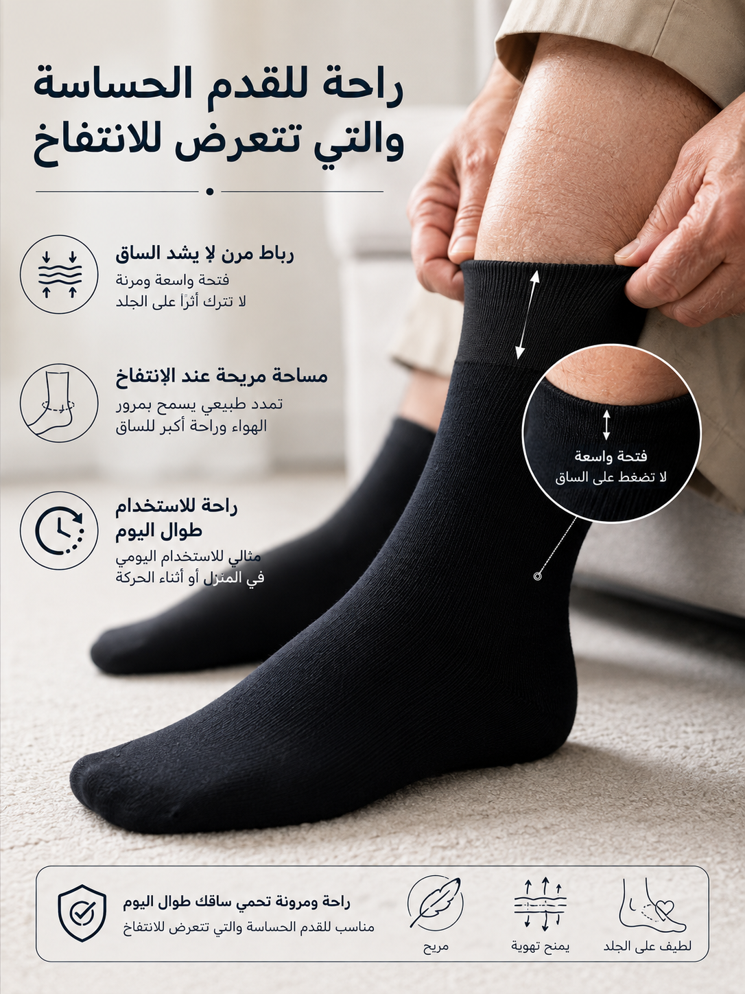 جوارب صحية بدون ضغط للقدم | Health Comfort Socks 100% قطن