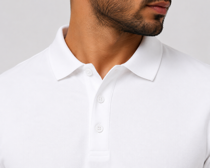 بولو رجالي قطن 100% - أبيض | Premium Polo
