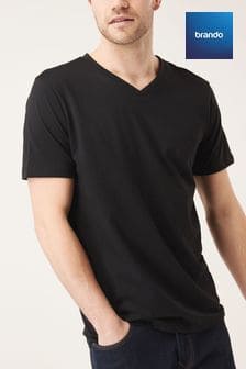 Regular Fit 100% Cotton V-Neck Underwear T-Shirts 6 Pack Black - Brando -  Basic Clothing for Men