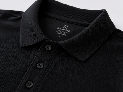 بولو رجالي قطن 100% - أسود | Premium Polo