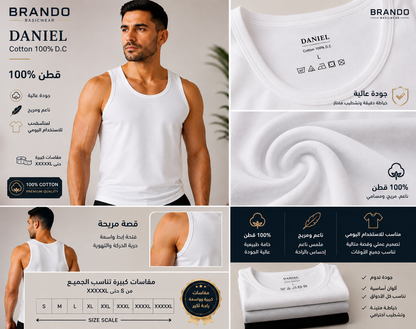 فانيلة داخلية رجالية قطن ناعم 100% | Daniel Cotton