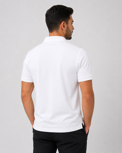 بولو رجالي قطن 100% - أبيض | Premium Polo