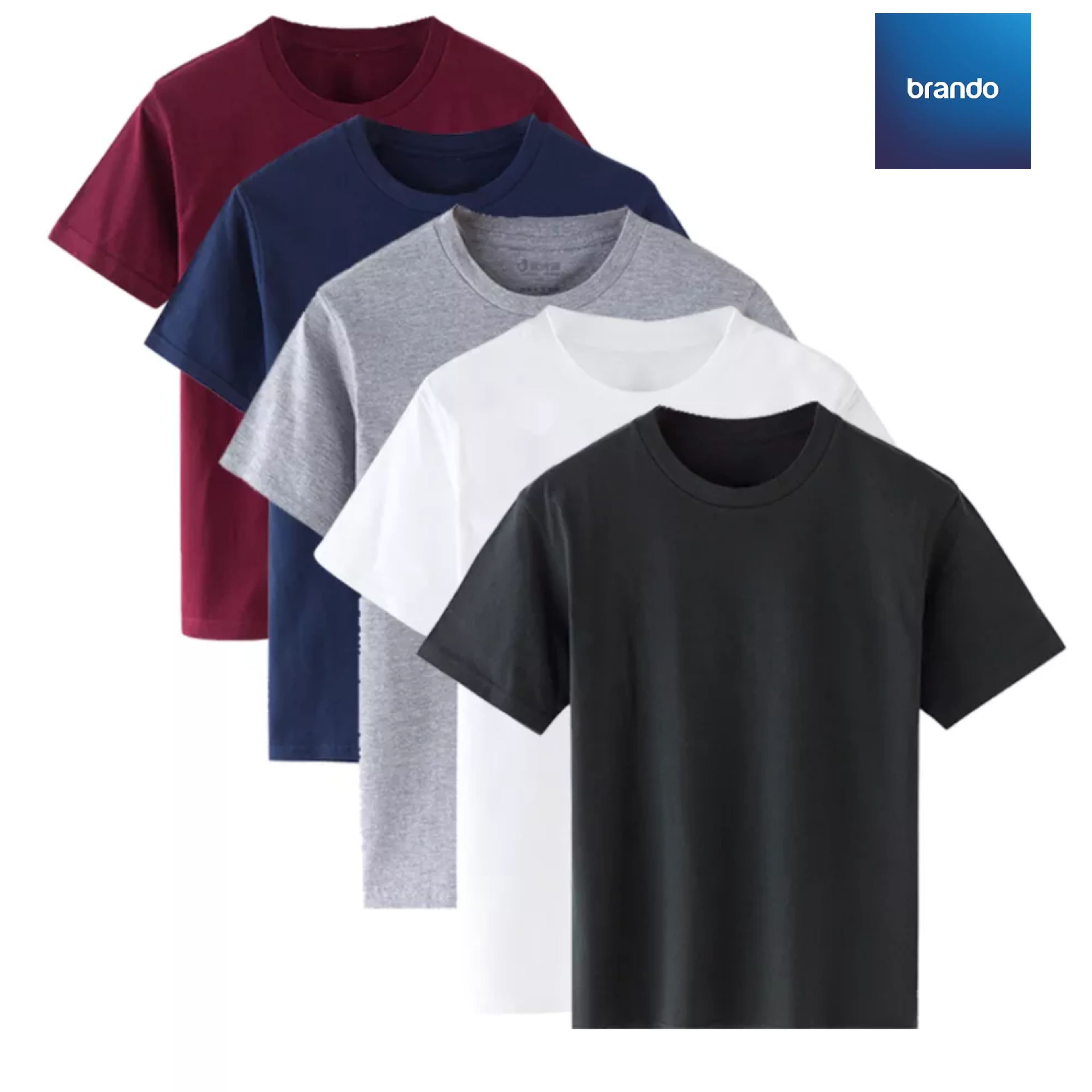 حزمة عدد 5 بلايز نص كم قطن هندي 100% عالي الجودة ماركة Run Be Cotton 100% - 5 PACK - Brando -  Basic Clothing for Men