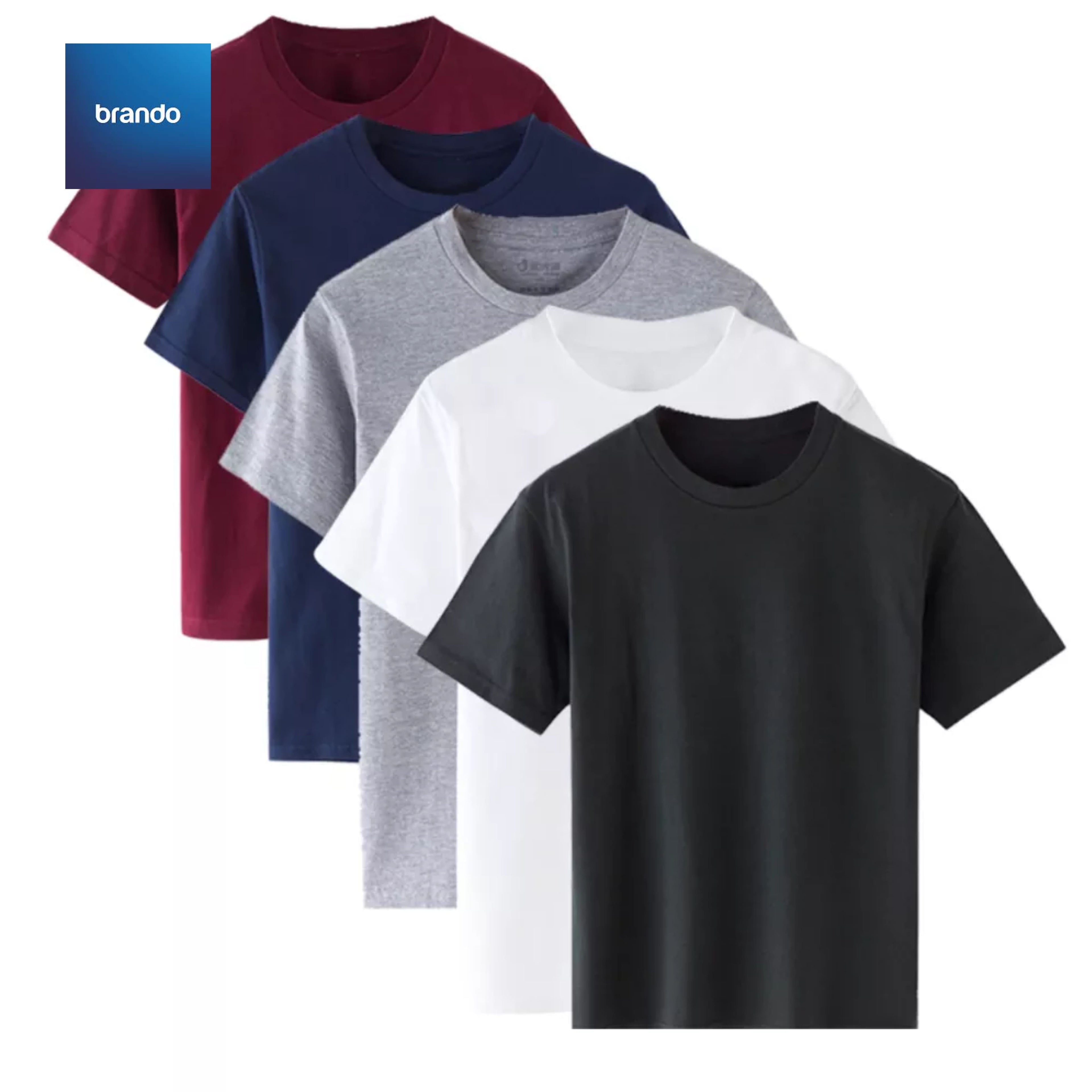 5 Pack - RB 100% Cotton Indian  HIGH QUILITY T-Shirts - Brando -  Basic Clothing for Men