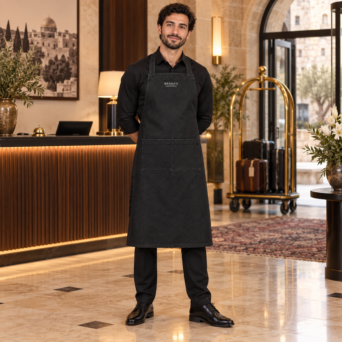 مريول جينز أسود طويل رجالي – الفنادق والضيافة | BRANDO PROFESSIONAL