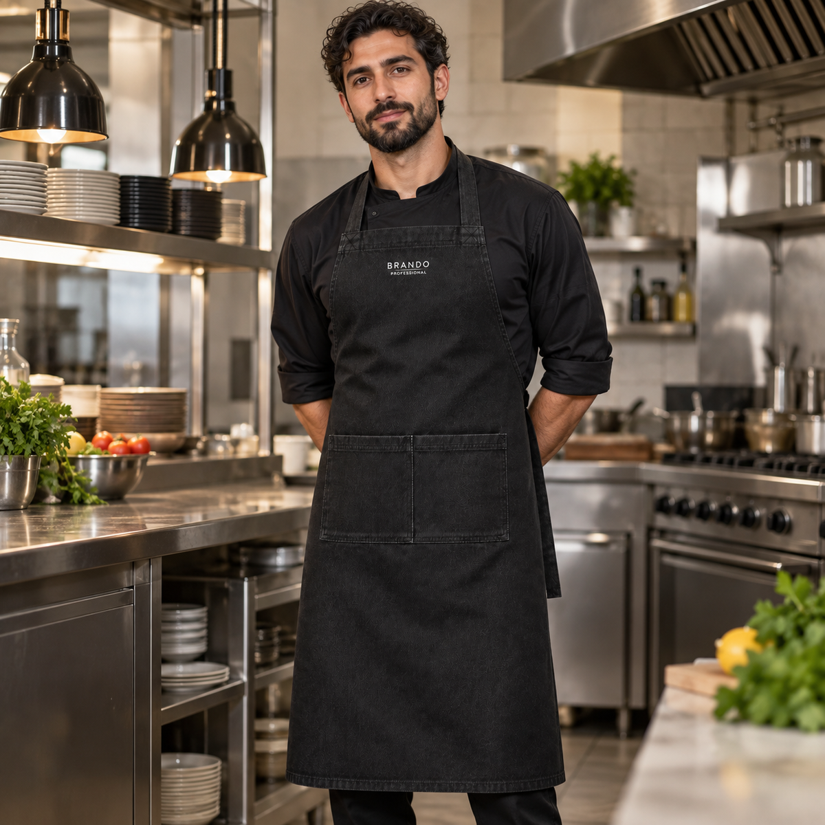 مريول جينز أسود طويل رجالي – المطاعم والمطابخ | BRANDO PROFESSIONAL