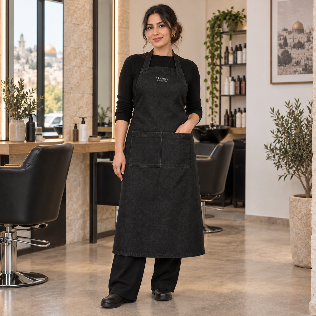 مريول جينز أسود طويل نسائي – الصالونات ومراكز التجميل | BRANDO PROFESSIONAL