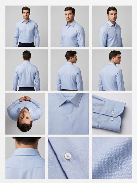 BRANDO Classic Light Blue Long Sleeve Dress Shirt