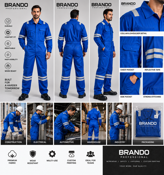 BRANDO Professional blue reflective work coverall