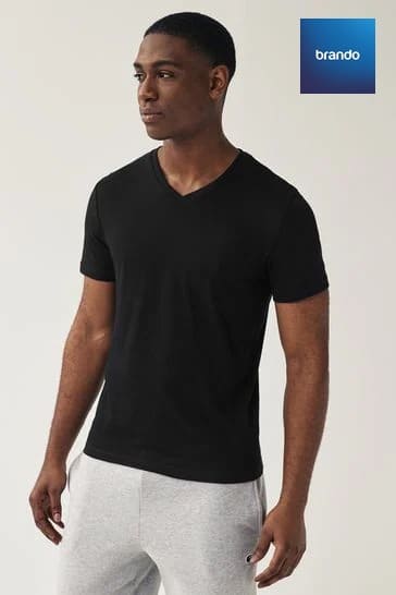 Regular Fit 100% Cotton V-Neck Underwear T-Shirts 6 Pack Black - Brando -  Basic Clothing for Men