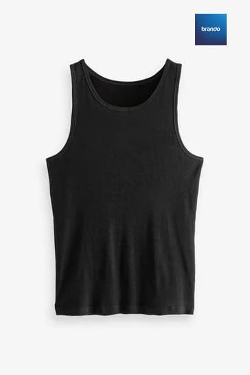 Ribbed 100% Cotton Vests 6 Pack -Black - Brando -  Basic Clothing for Men